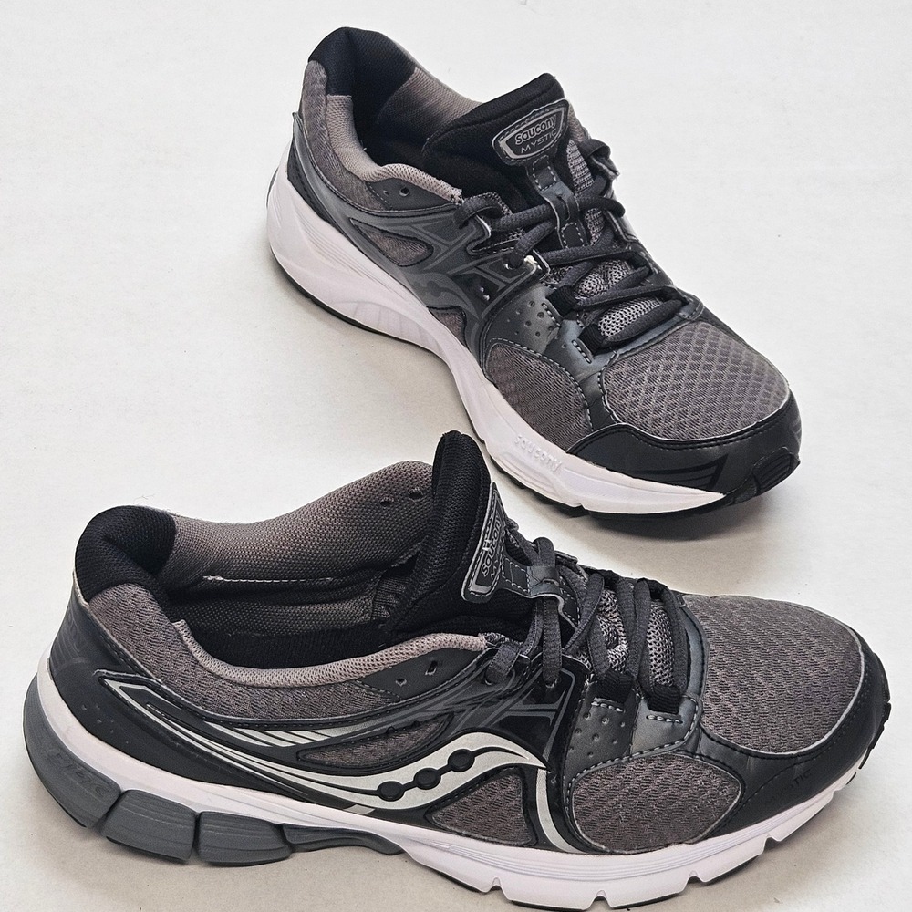 Saucony Mystic Men Running Shoes Gray Black Athletic Sneakers Size 9.5⁸
